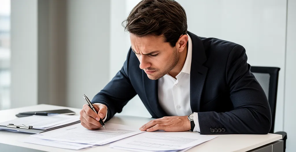 Entrepreneur travaillant sur des documents administratifs pour la création d'entreprise