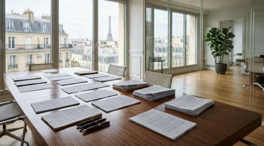 Documents juridiques d'entreprise avec contrats et clauses pour associés