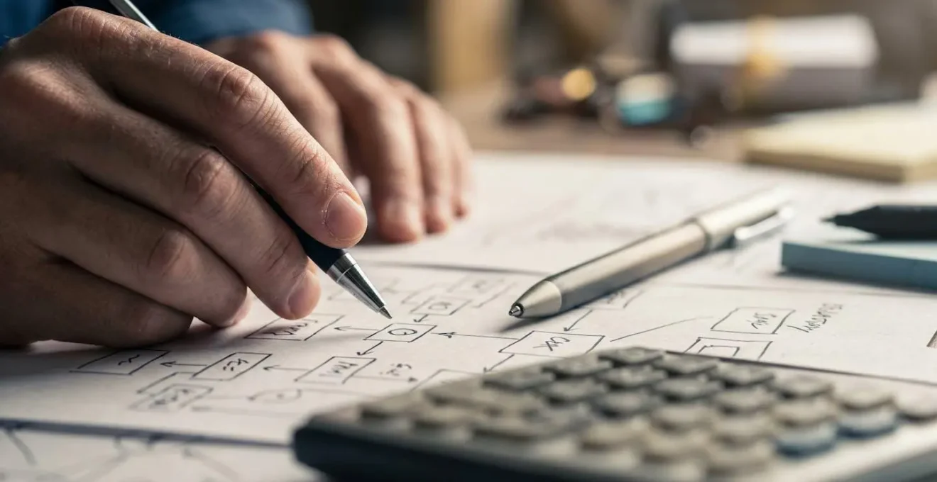 Entrepreneur analysant différentes options de création d'entreprise sur son écran