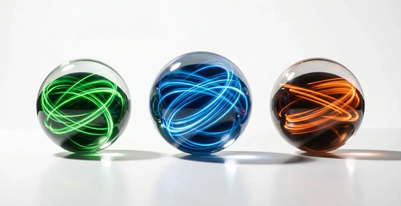 Visualisation abstraite des trois métriques Core Web Vitals avec courbes de performance colorées