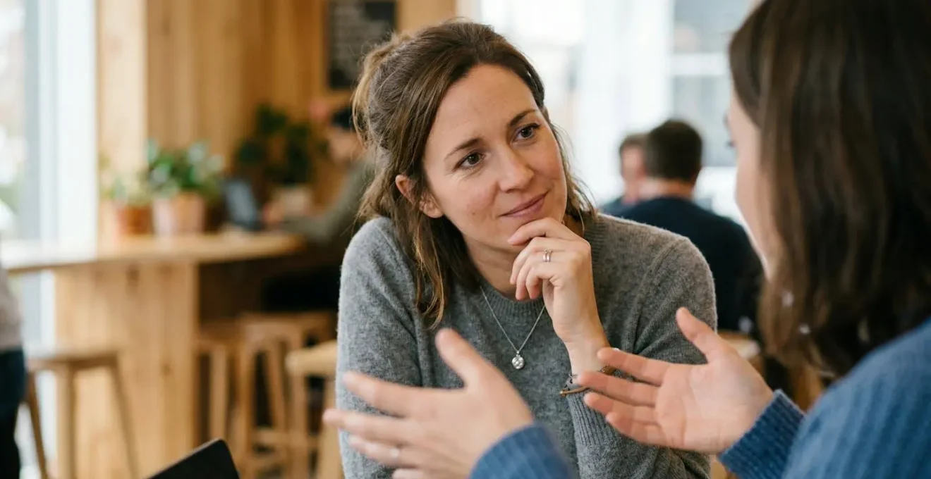 Scène illustrant l'écoute empathique d'un conseiller face à un client