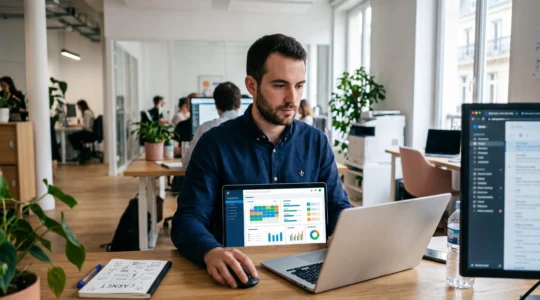 Collaborateur utilisant un logiciel de gestion des congés et RTT
